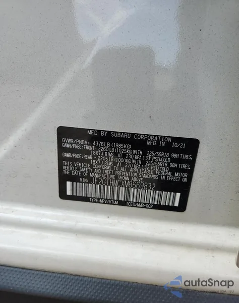 2021 Subaru Crosstrek Limited из США, поврежденный, VIN JF2GTHMCXM8669832